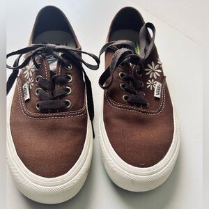 Vans Brown Canvas Sneakers with Floral Detail